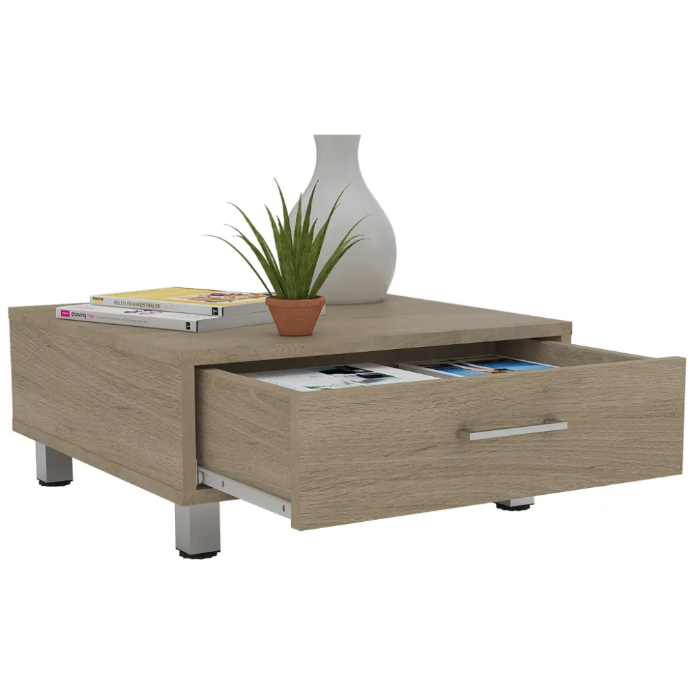 Mesa De Centro Ascher, Beige, Con Un Cajón