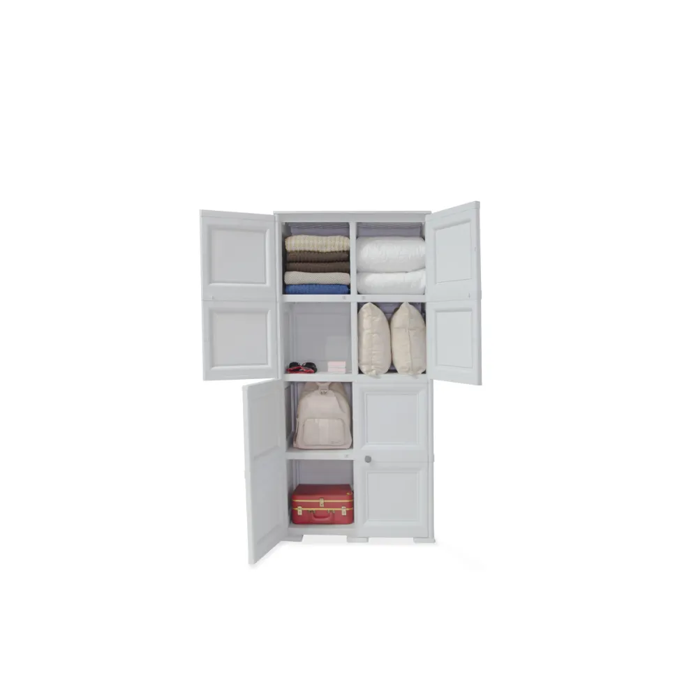 Mueble Organizador  Elegance Liso Da Vinci, Blanco Perla, Con Cuatro Puertas Batientes