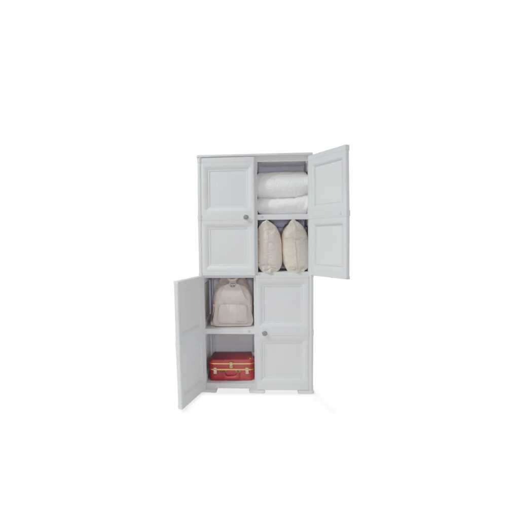 Mueble Organizador  Elegance Liso Da Vinci, Blanco Perla, Con Cuatro Puertas Batientes