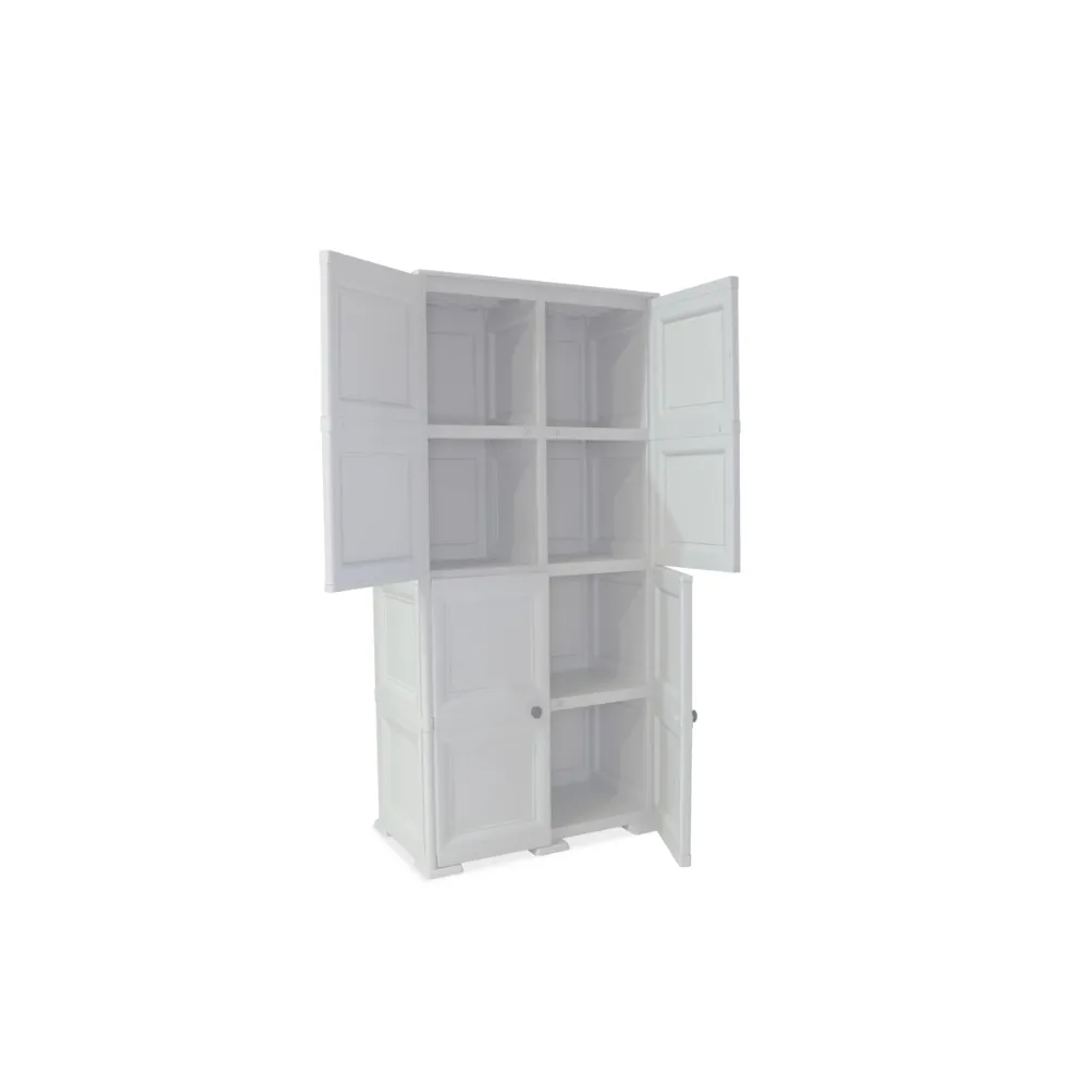 Mueble Organizador  Elegance Liso Da Vinci, Blanco Perla, Con Cuatro Puertas Batientes