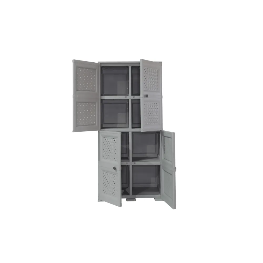 Mueble Organizador Elegance Rattan Da Vinci, Gris, Con Cuatro Puertas Batientes