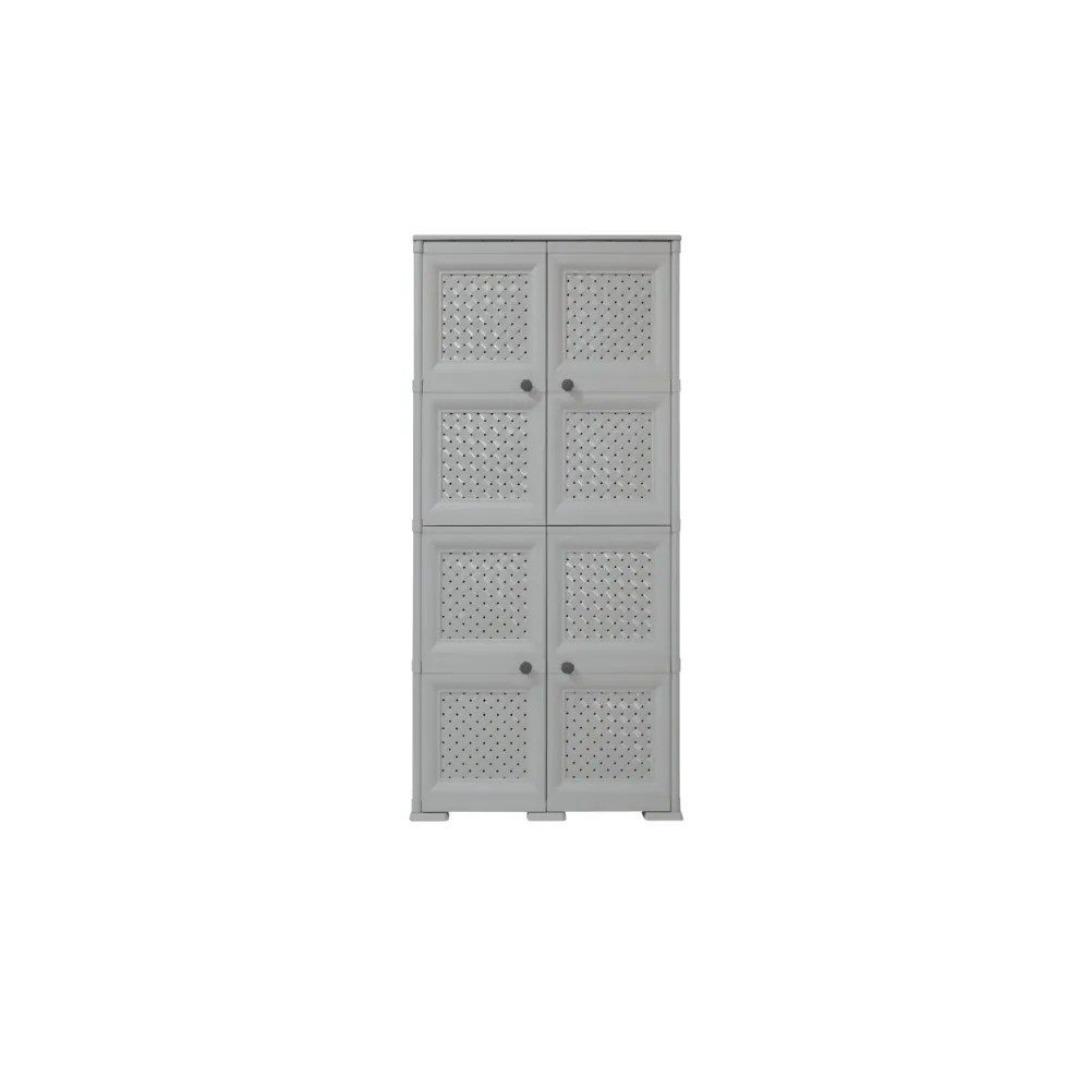 Mueble Organizador Elegance Rattan Da Vinci, Gris, Con Cuatro Puertas Batientes