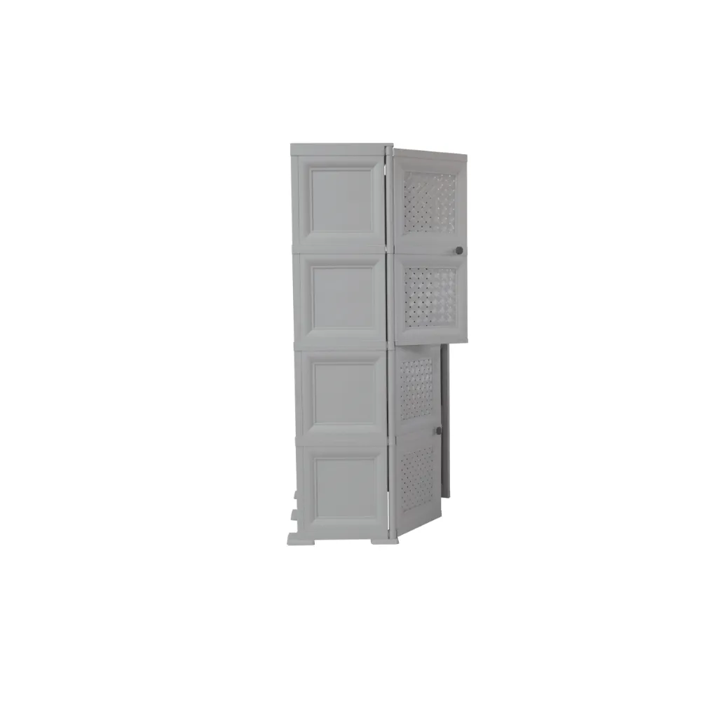 Mueble Organizador Elegance Rattan Da Vinci, Gris, Con Cuatro Puertas Batientes