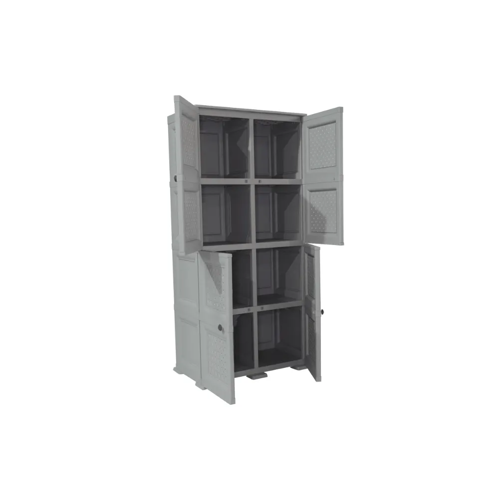 Mueble Organizador Elegance Rattan Da Vinci, Gris, Con Cuatro Puertas Batientes