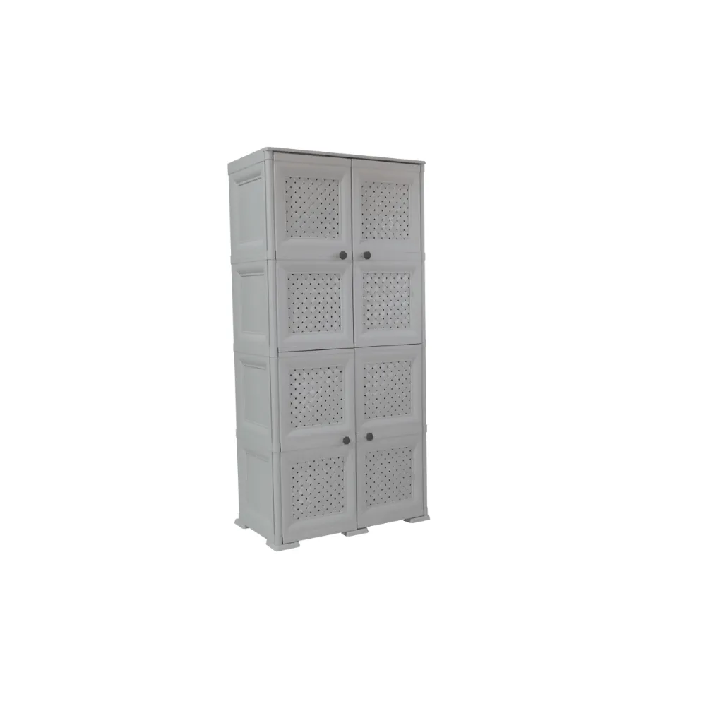 Mueble Organizador Elegance Rattan Da Vinci, Gris, Con Cuatro Puertas Batientes