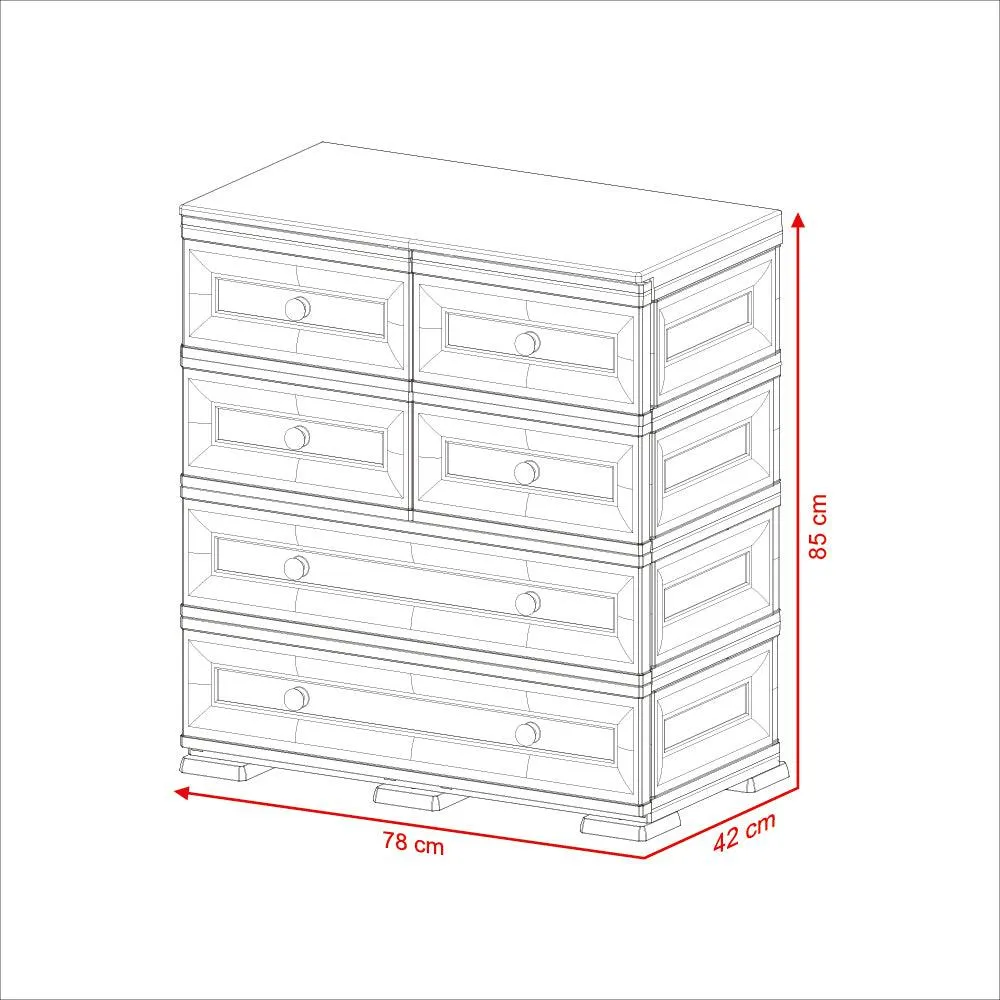 Mueble Organizador Elegance Dali, Cocoa, Con Seis Cajones Deslizables