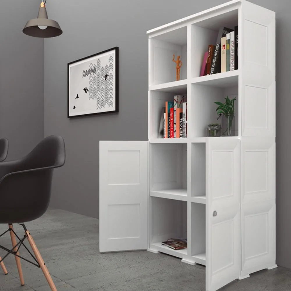 Mueble Organizador Elegance Liso Monet, Blanco Perla, Con Dos Puertas Batientes