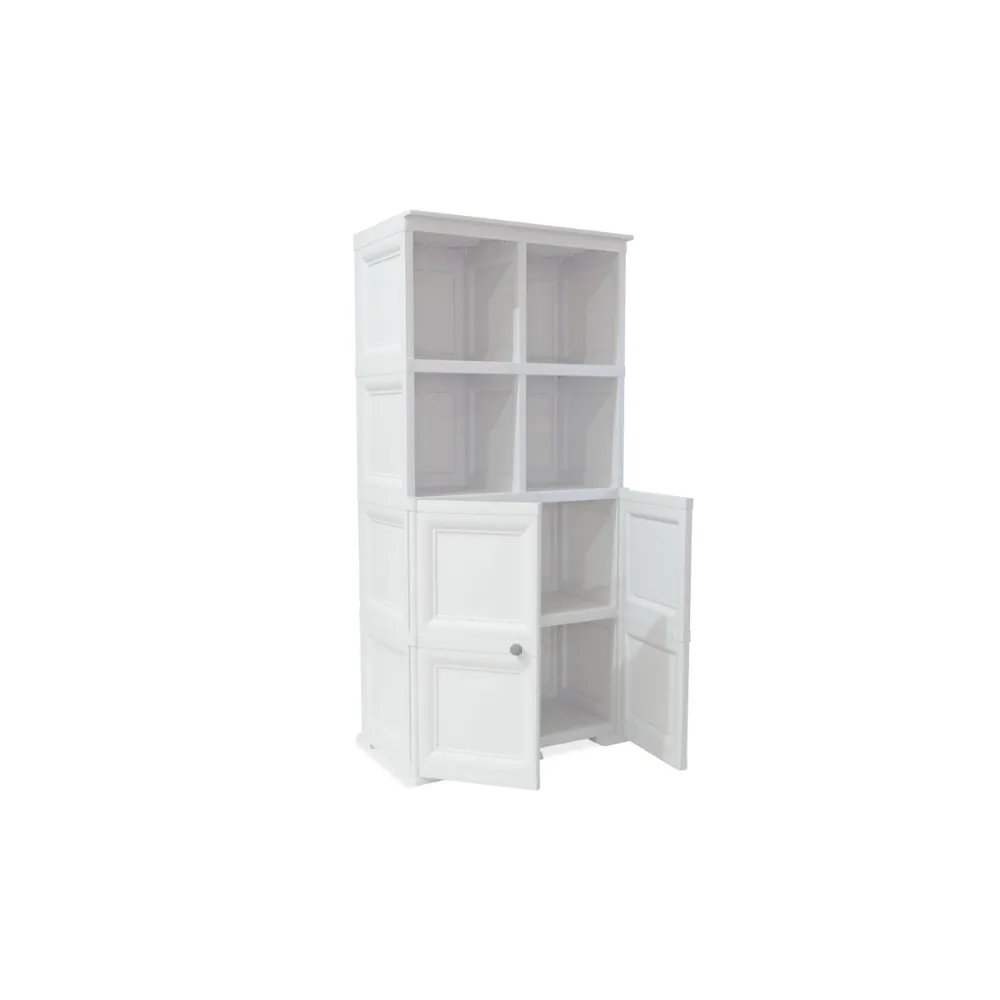 Mueble Organizador Elegance Liso Monet, Blanco Perla, Con Dos Puertas Batientes