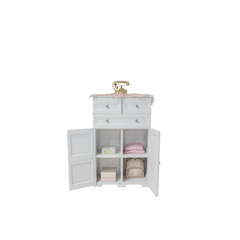 Mueble Organizador Elegance Picasso, Blanco Perla, Con Tres Cajones Deslizables