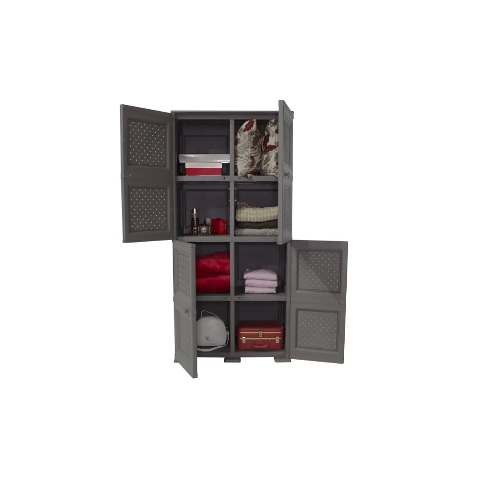 Mueble Organizador Rattan Da Vinci, Cocoa, Con Cuatro Puertas Batientes