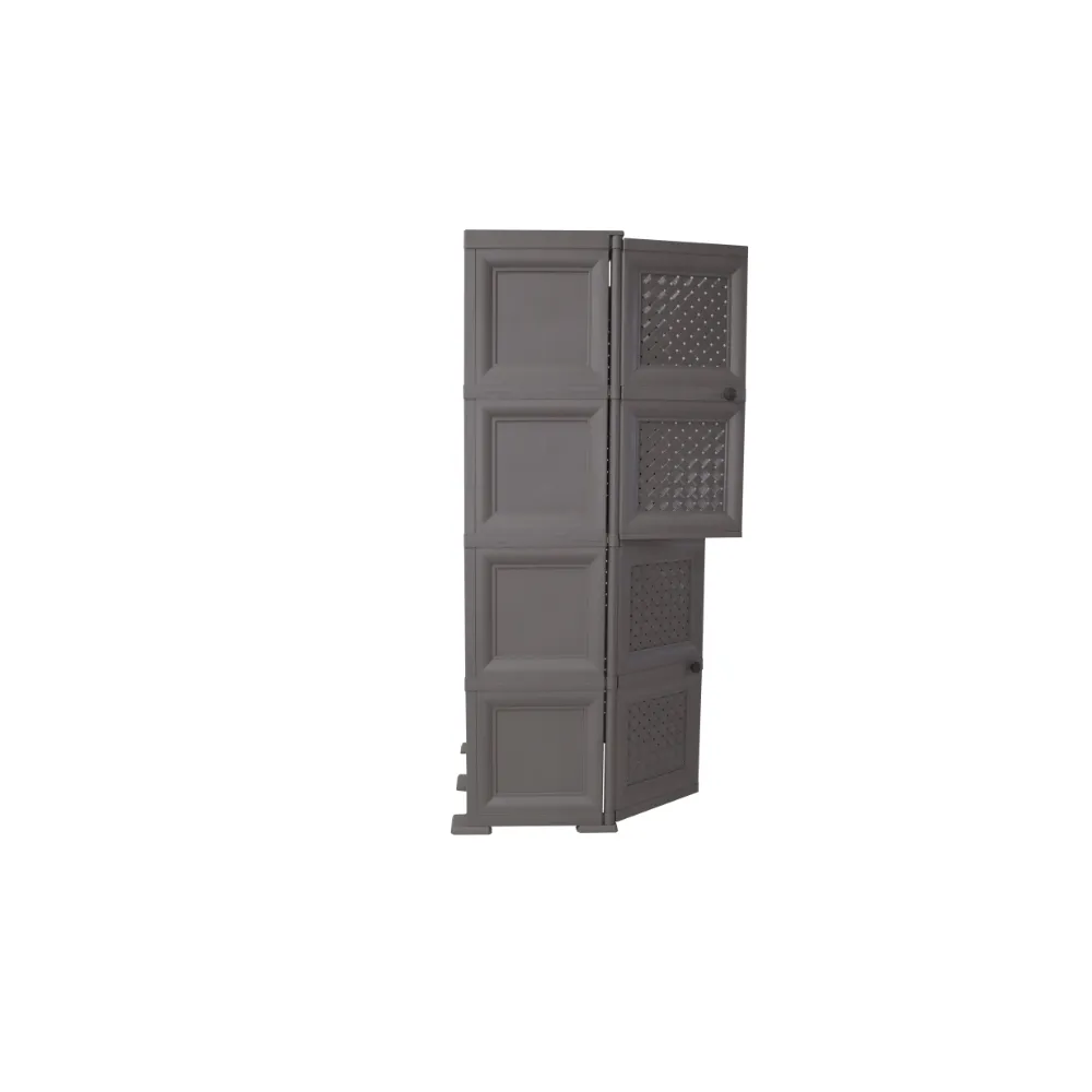 Mueble Organizador Rattan Da Vinci, Cocoa, Con Cuatro Puertas Batientes