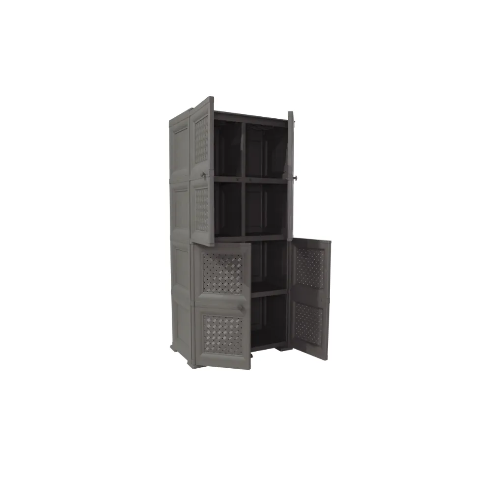 Mueble Organizador Rattan Da Vinci, Cocoa, Con Cuatro Puertas Batientes