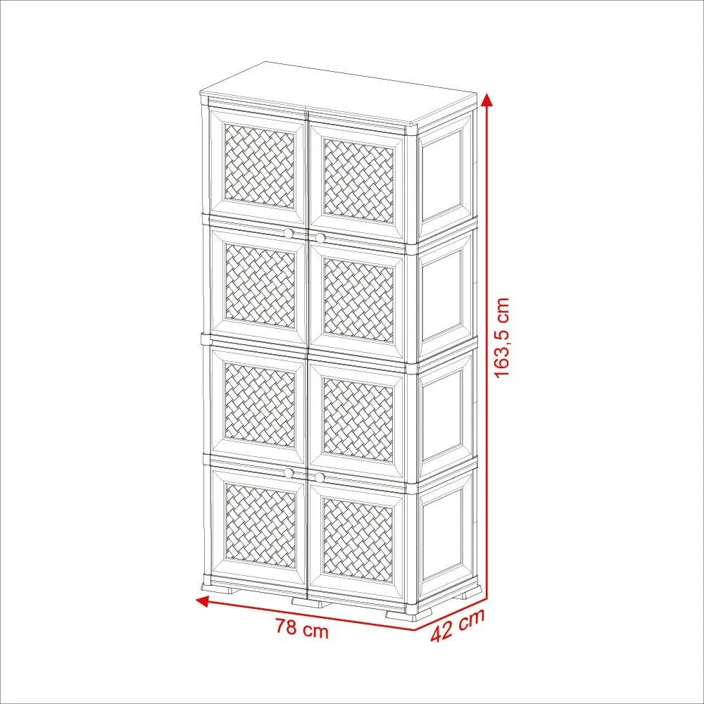 Mueble Organizador Elegance Rattan Da Vinci, Blanco Perla, Con Cuatro Puertas Batientes