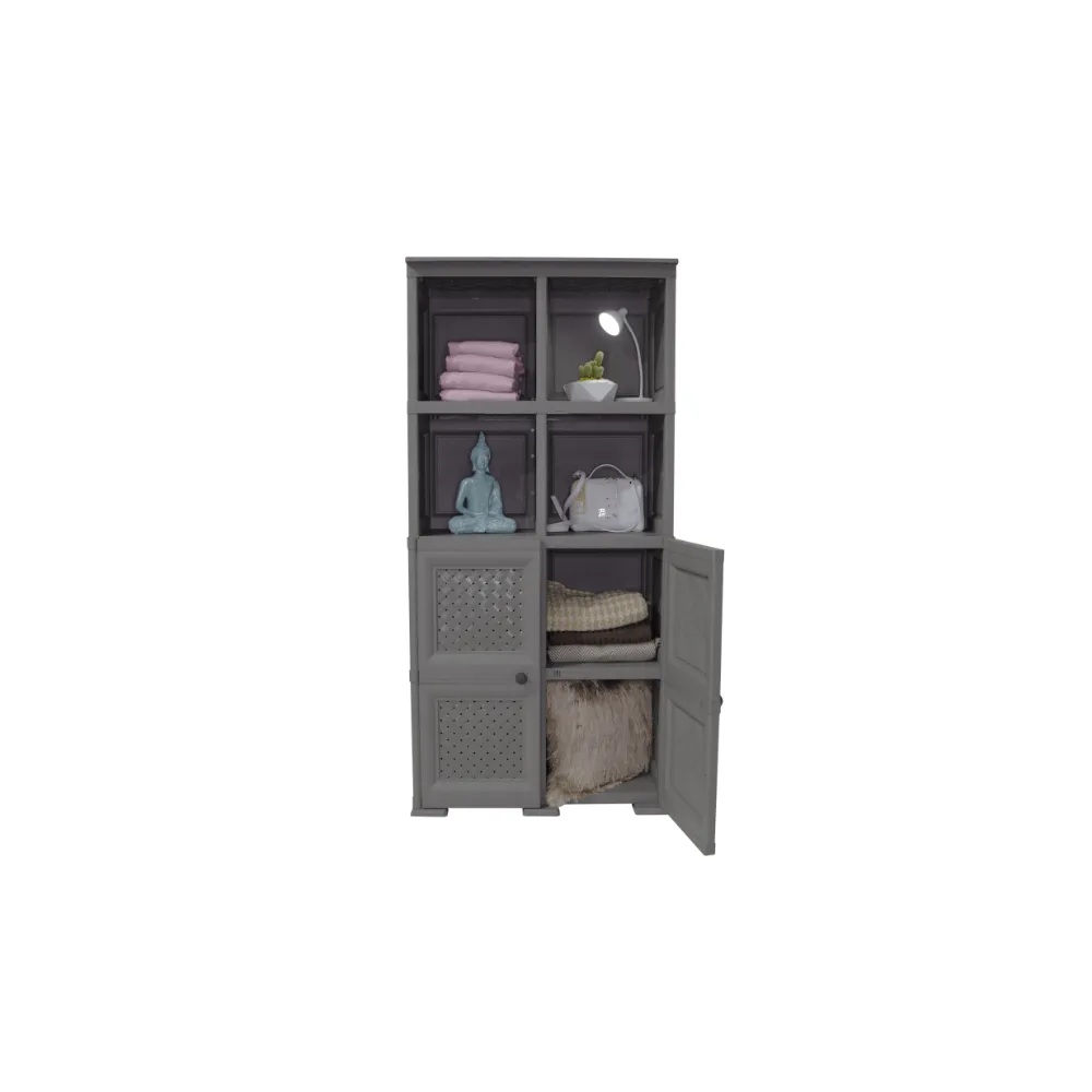 Mueble Organizador Elegance Rattan Monet, Cocoa, Con Dos Puertas Batientes