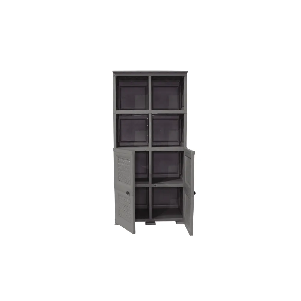 Mueble Organizador Elegance Rattan Monet, Cocoa, Con Dos Puertas Batientes