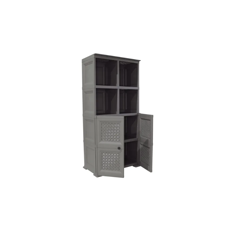 Mueble Organizador Elegance Rattan Monet, Cocoa, Con Dos Puertas Batientes