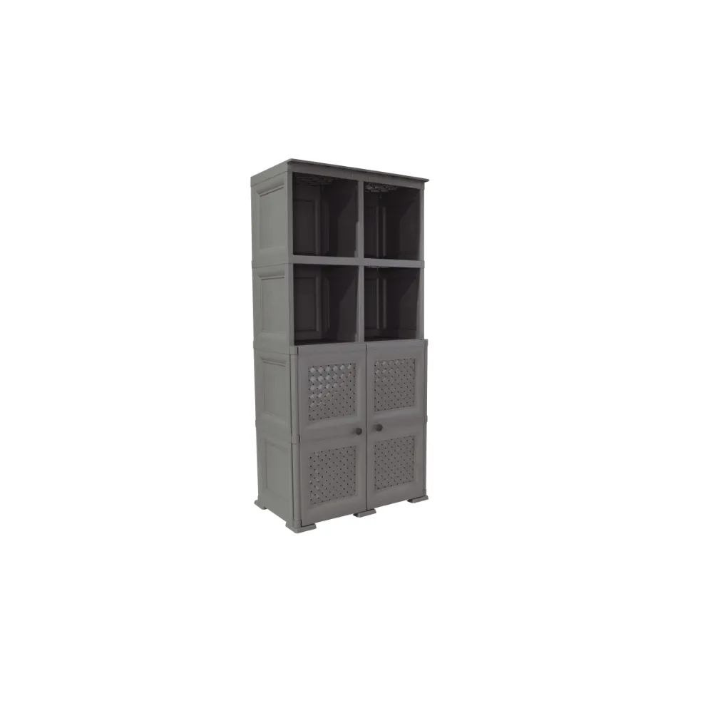 Mueble Organizador Elegance Rattan Monet, Cocoa, Con Dos Puertas Batientes