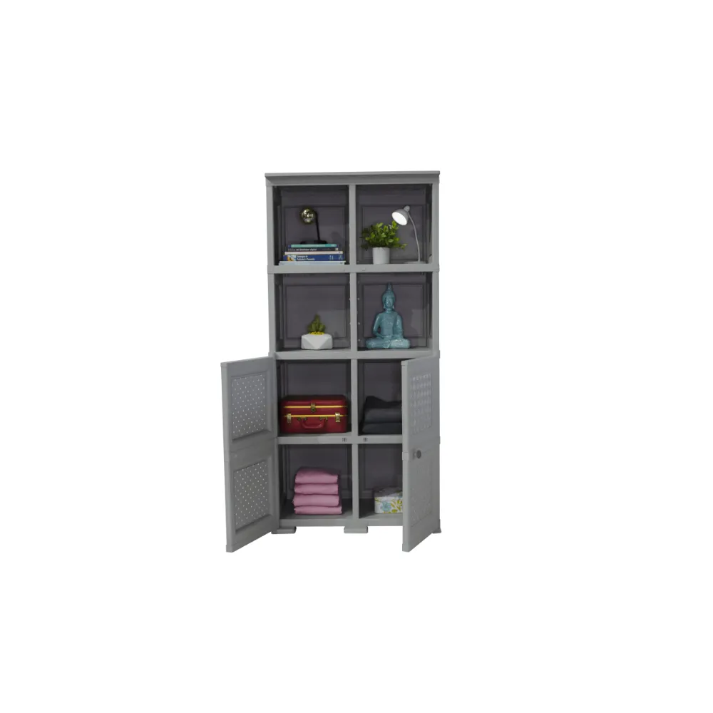 Mueble Organizador Elegance Rattan Monet, Gris, Con Dos Puertas Batientes