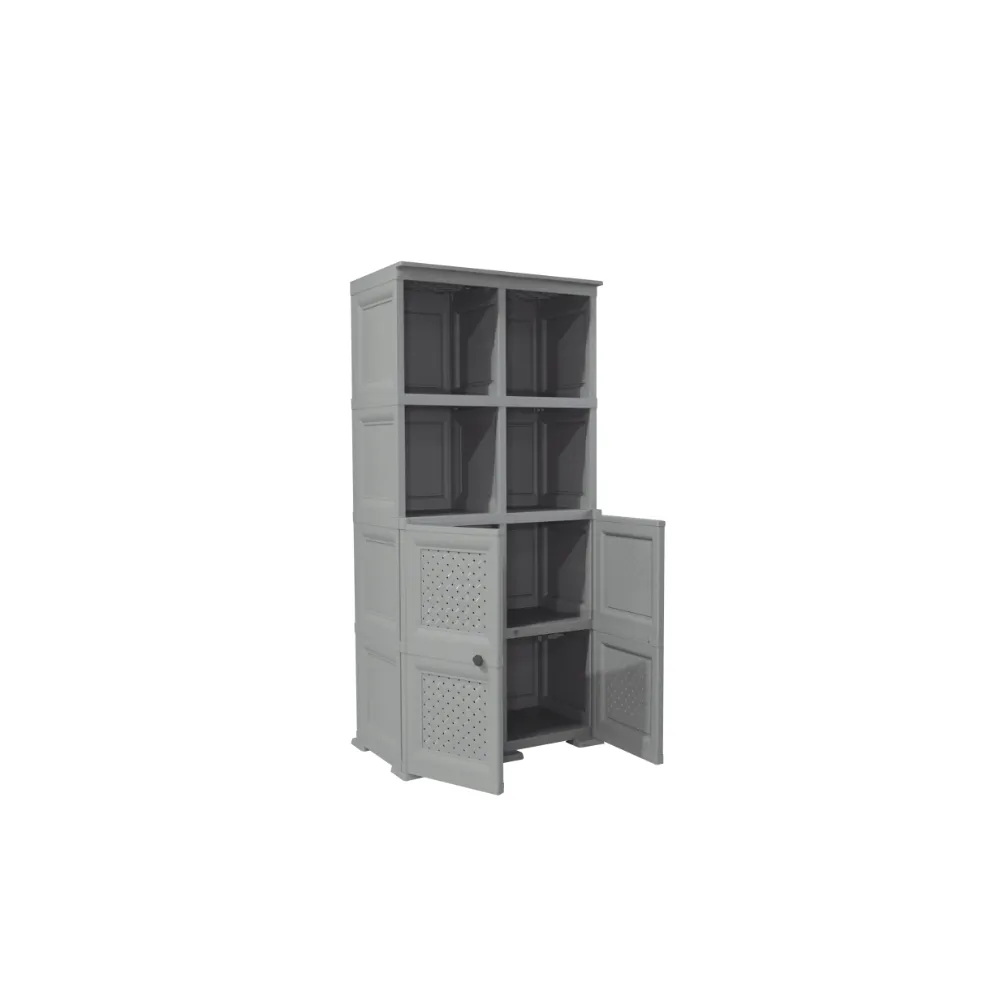 Mueble Organizador Elegance Rattan Monet, Gris, Con Dos Puertas Batientes