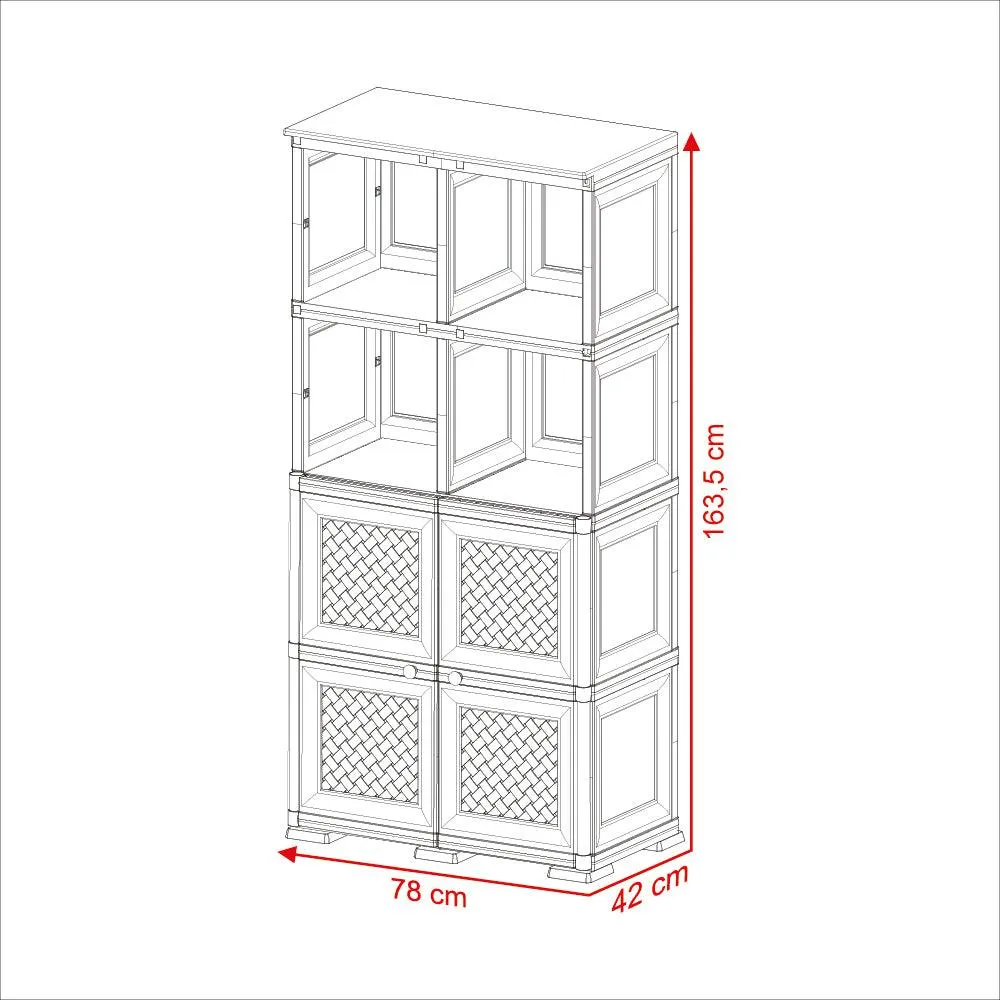 Mueble Organizador Elegance Rattan Monet, Blanco Perla, Con Dos Puertas Batientes