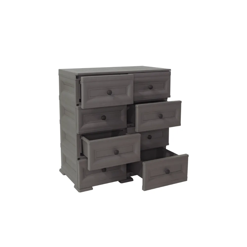 Mueble Organizador Elegance Van Gogh, Cocoa, Con Ocho Cajones Deslizables