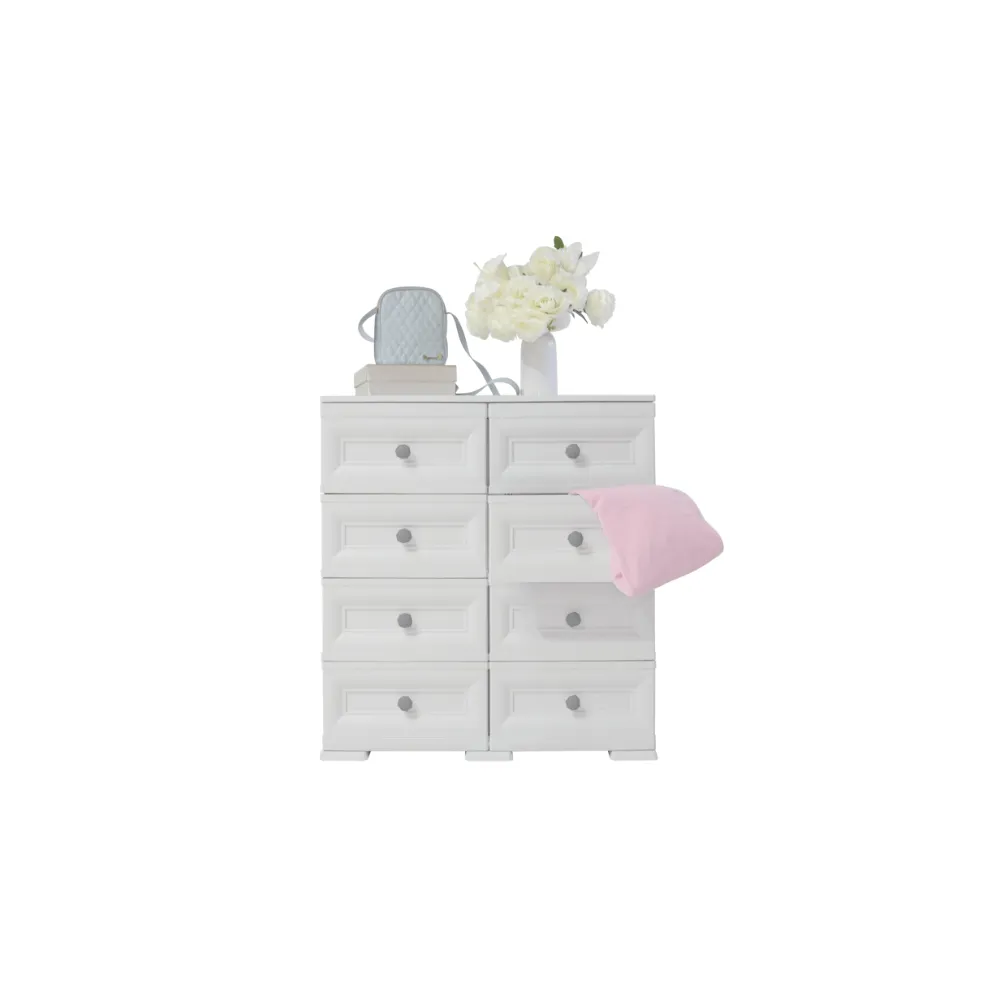 Mueble Organizador Elegance Van Gogh, Blanco Perla, Con Ocho Deslizables