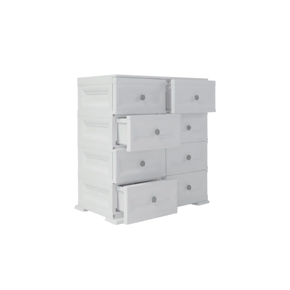 Mueble Organizador Elegance Van Gogh, Blanco Perla, Con Ocho Deslizables