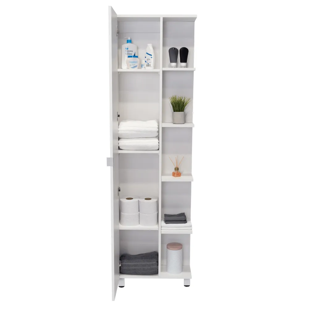 Mueble Esquinero Arán, Blanco Nevado, Con Variedad De Entrepaños 