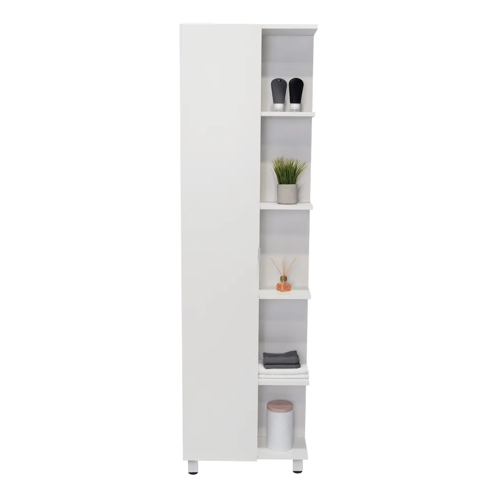 Mueble Esquinero Arán, Blanco Nevado, Con Variedad De Entrepaños 