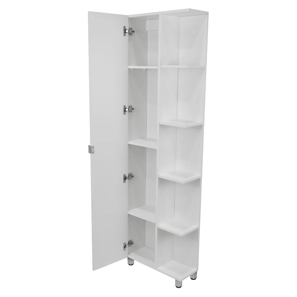 Mueble Esquinero Arán, Blanco Nevado, Con Variedad De Entrepaños 