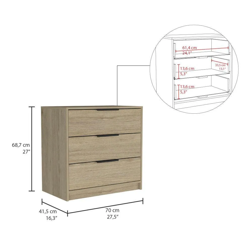 Organizador Wesley, Beige Y Blanco, Con Tres Cajones