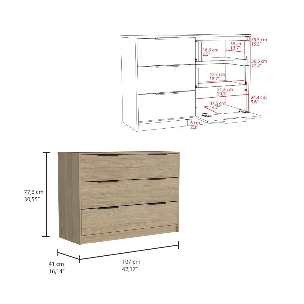 Organizador Wesley, Beige Y Blanco, Con Cuatro Cajones