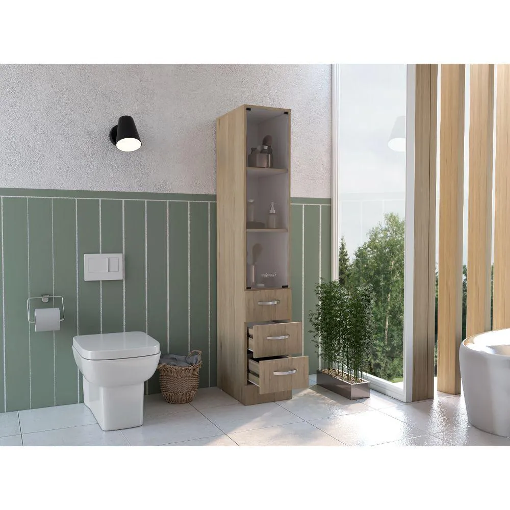 Organizador De Baño Picasso, Beige Y Blanco, Con Cuatro Cajones Deslizables 