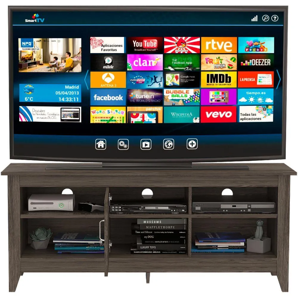 Mesa Para Tv Sarume, Chocolate, Con Puerta 65"