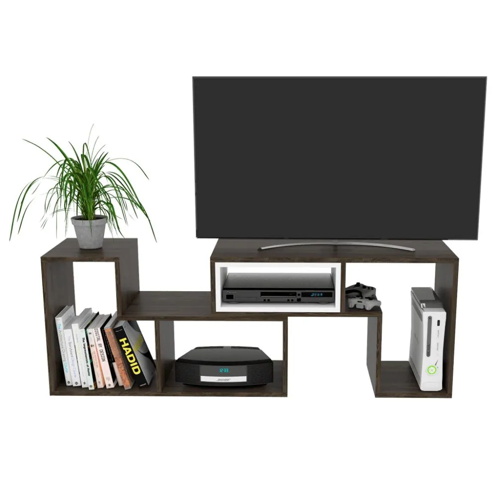 Mesa Para Tv Ascher, Chocolate Y Blanco, Con Espacio Para Televisor De Hasta 40 Pulgadas