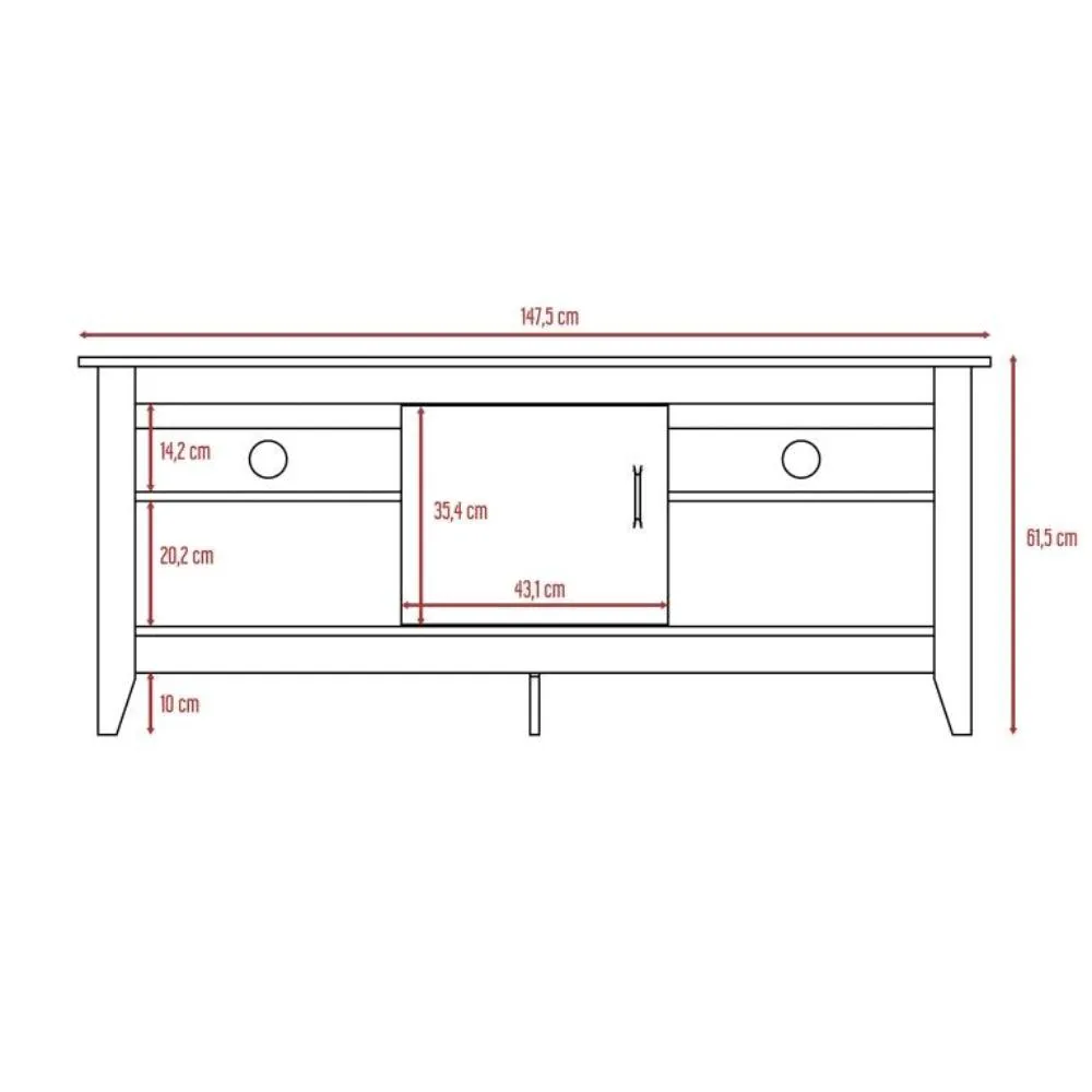 Mesa Para Tv Sarume, Wengue, Con Puerta 65"