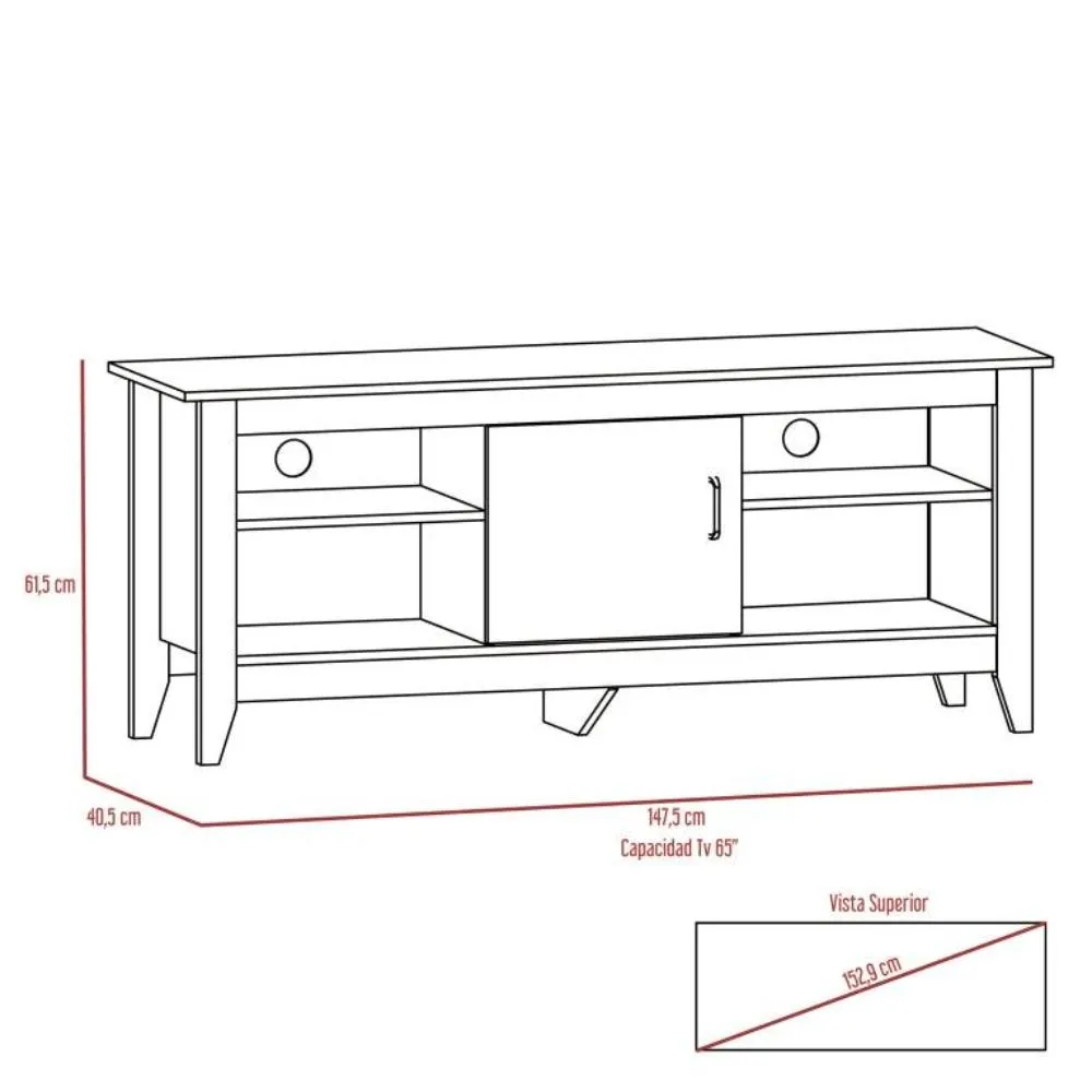 Mesa Para Tv Sarume, Wengue, Con Puerta 65"