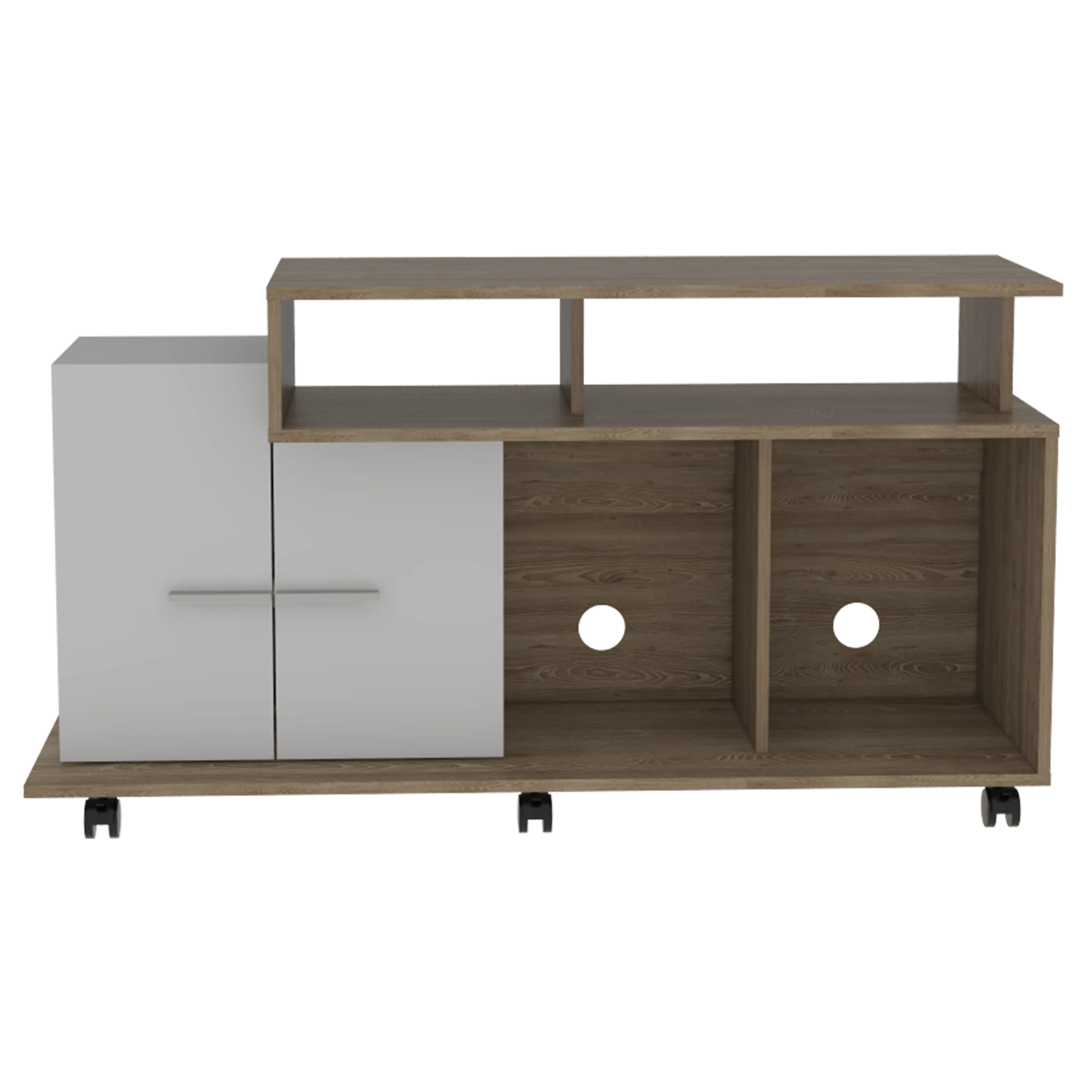 Mesa Para Tv Atena, Beige Y Blanco, Con Espacio Para Televisor De 50 Pulgadas