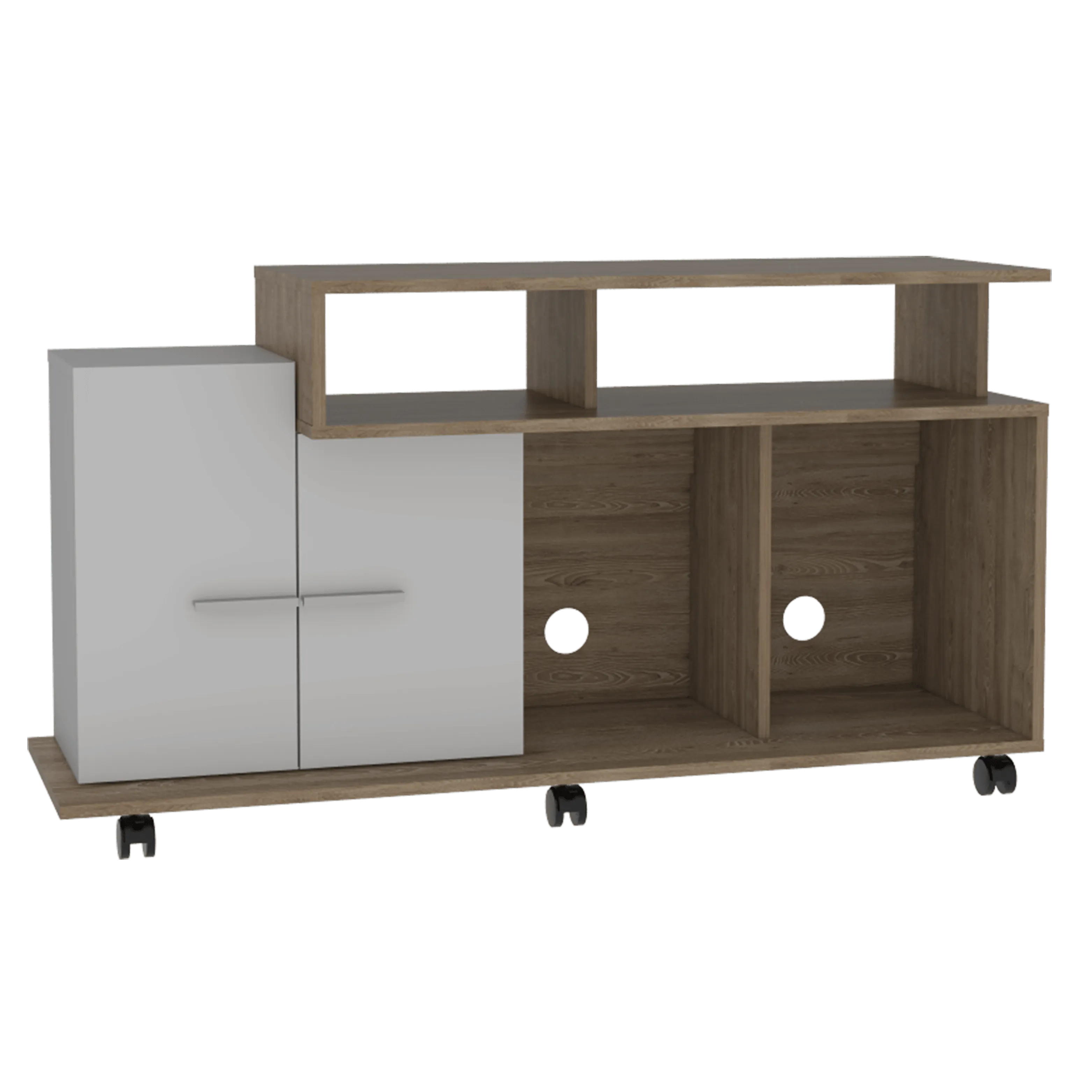 Mesa Para Tv Atena, Beige Y Blanco, Con Espacio Para Televisor De 50 Pulgadas