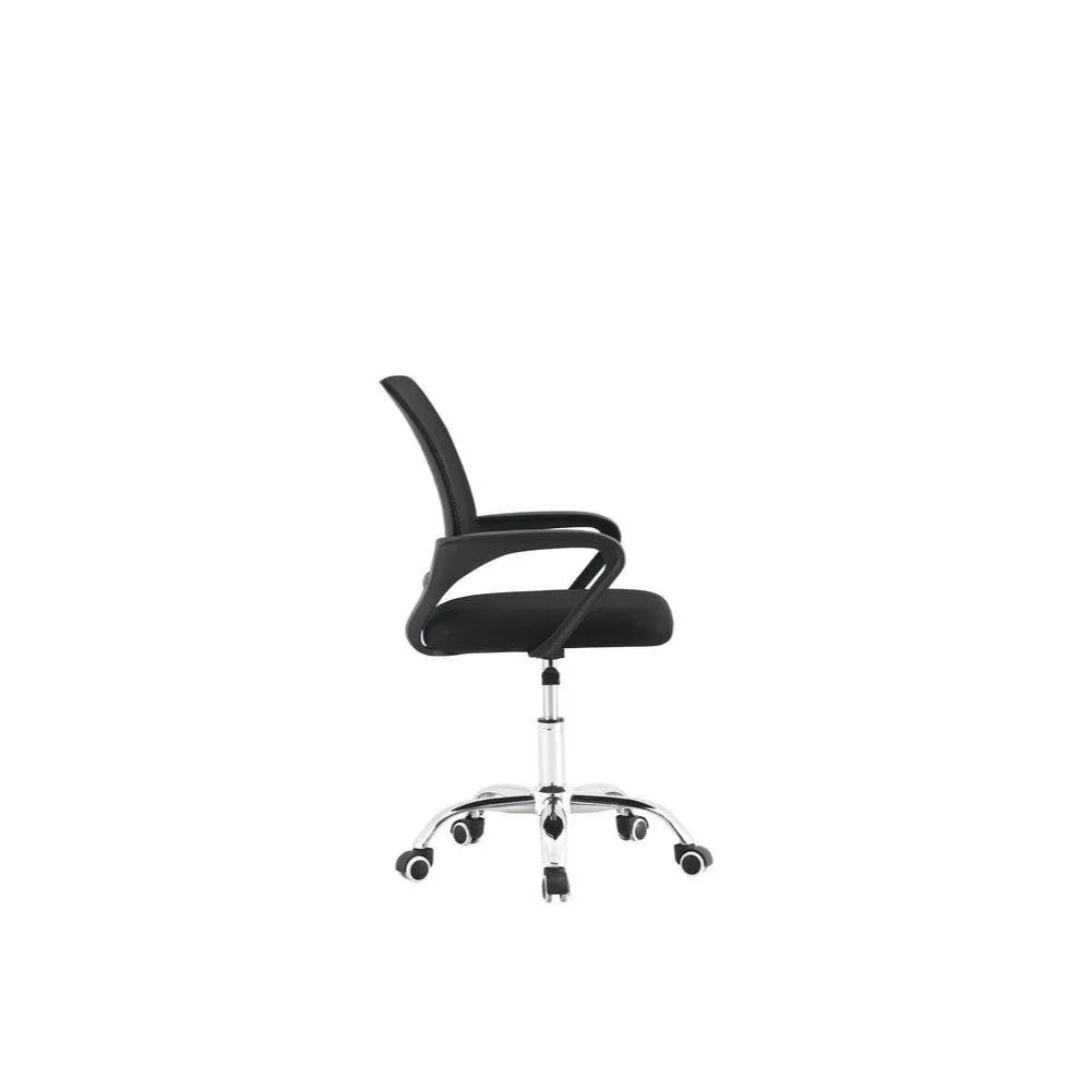 Silla Oficina X-60B, Negro, Con Cómodo Espaldar Y Rodachines