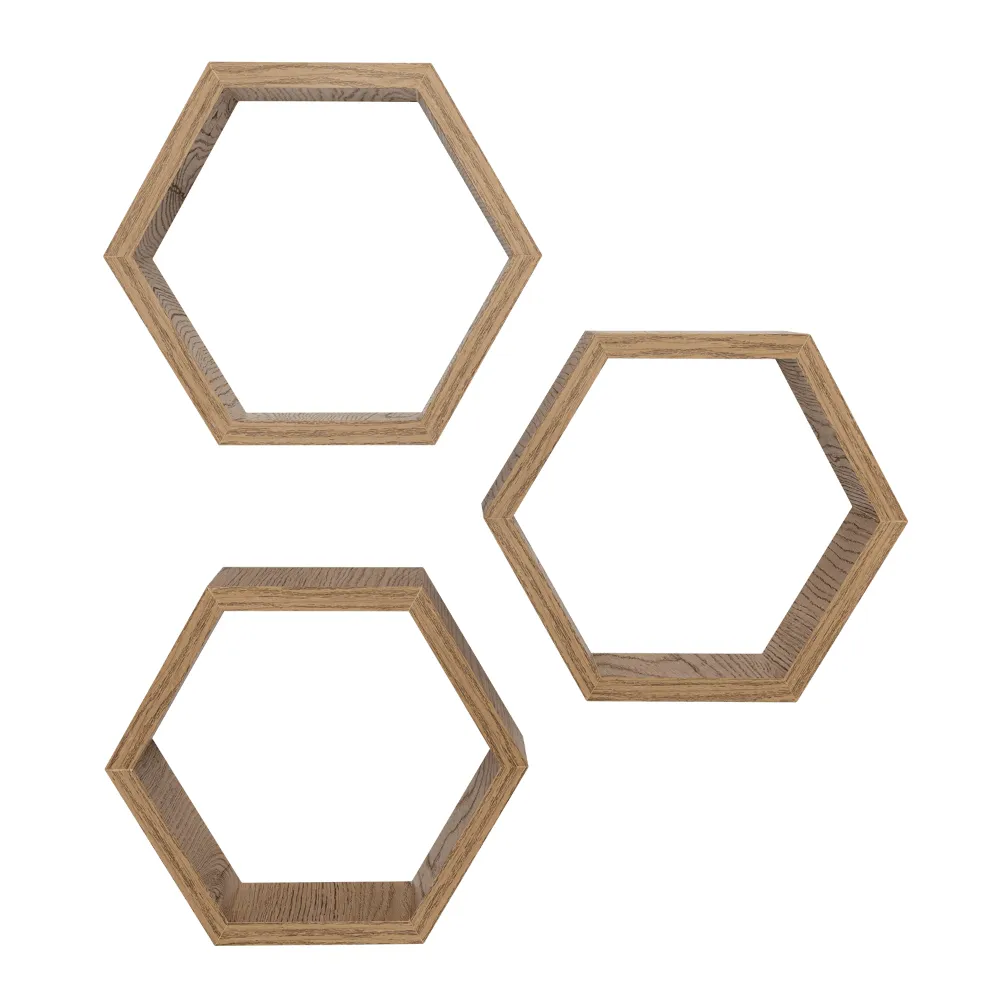 Set De Repisas Hexagonal Hades, Beige, x 3 Unidades