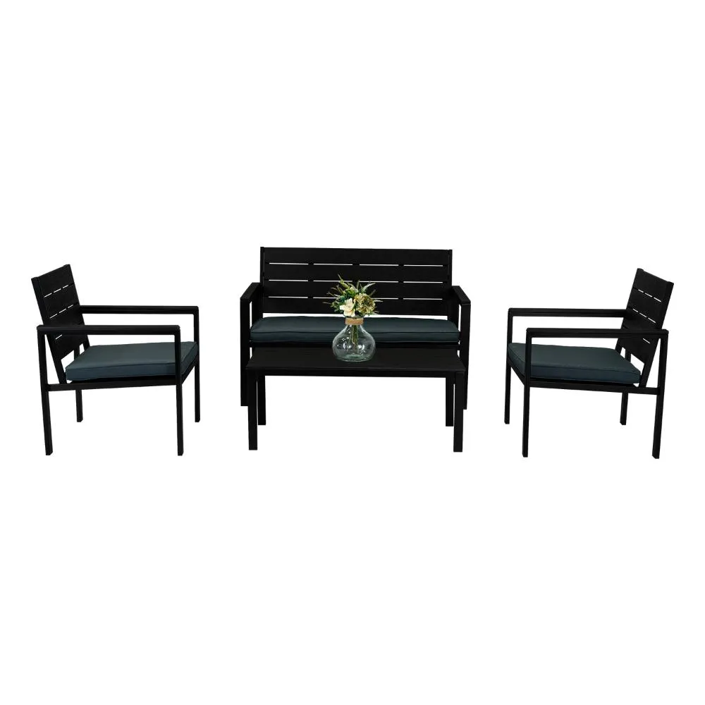 Comedor de Exterior Trento , Negro y Gris, Incluye Tres Sillas