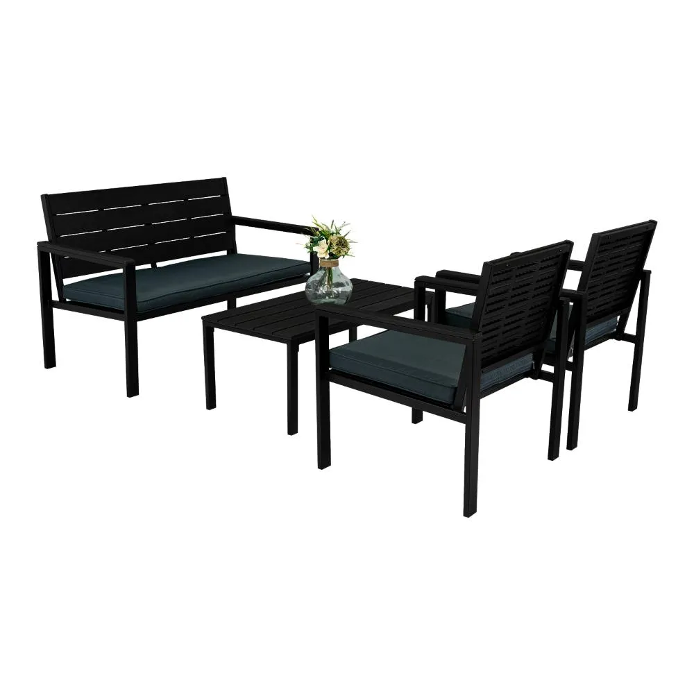 Comedor de Exterior Trento , Negro y Gris, Incluye Tres Sillas