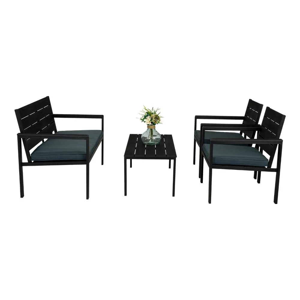 Comedor de Exterior Trento , Negro y Gris, Incluye Tres Sillas