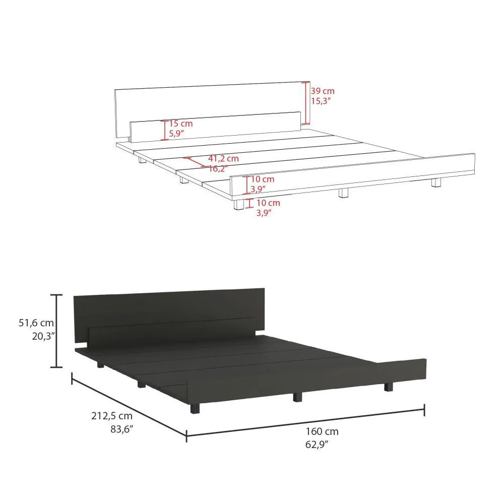 Cama Queen Wesley, Wengue, Con Patas Metálicas  