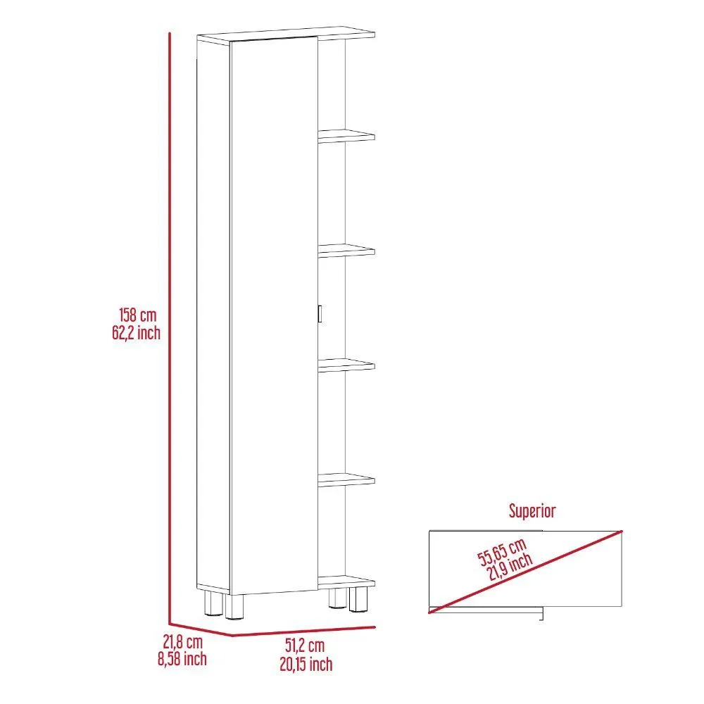 Mueble Esquinero Zendaya, Blanco Nevado, Con Variedad De Entrepaños 