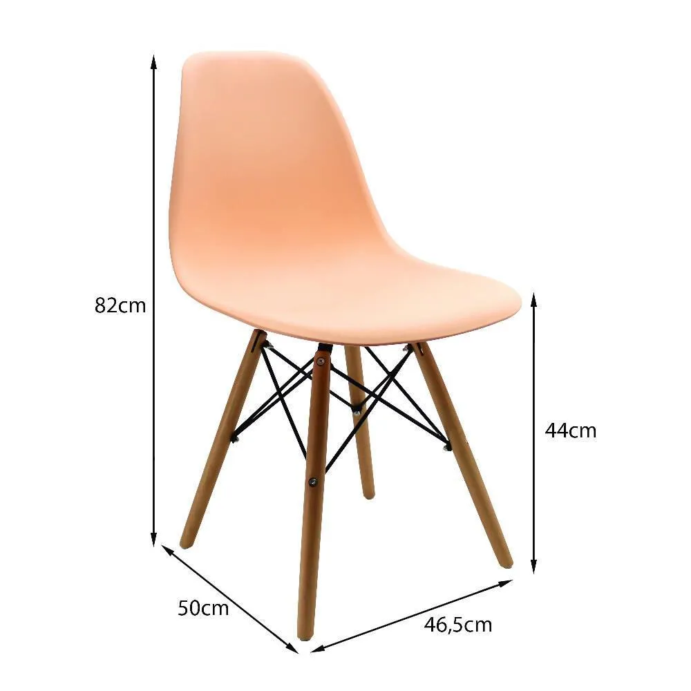 Silla Eames Patas En Madera Para Comerdor, Salmón