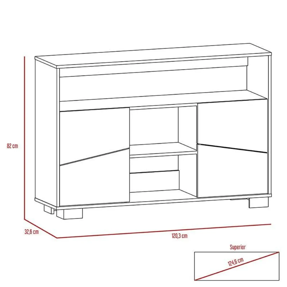 Mesa Auxiliar Recibidor Aureli, Miel y Blanco, Con Cuatro Puertas