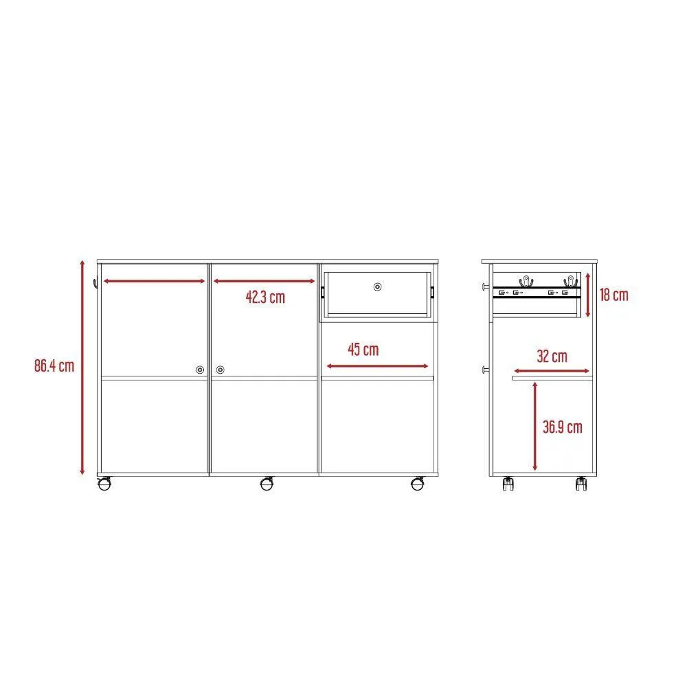 Barra de Cocina Victory, Wengue, Con Rodachines