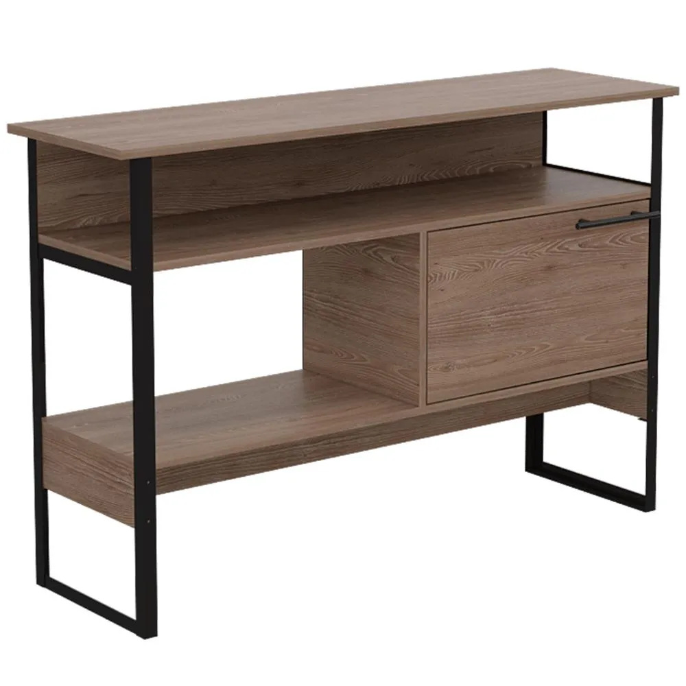 Mueble Auxiliar Recibidor Korina, Miel, Con Patas En Acero Negras